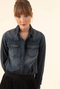 Chemise en jean gris Petula 100% coton | INDIES