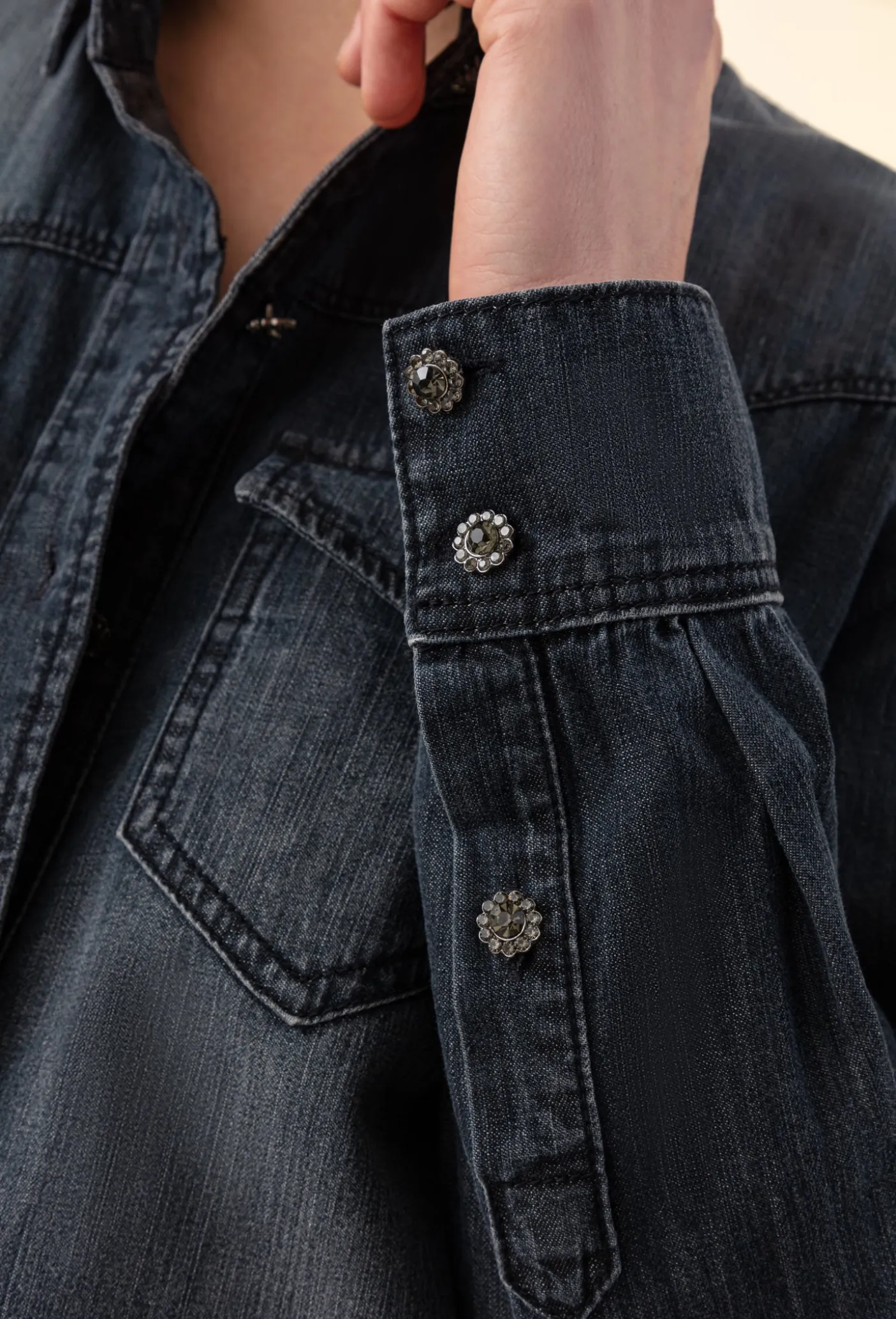 Chemise en jean gris Petula 100% coton | INDIES