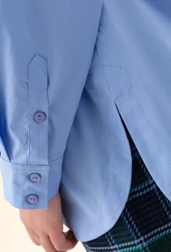 Chemise oversize Norse en popeline bleue