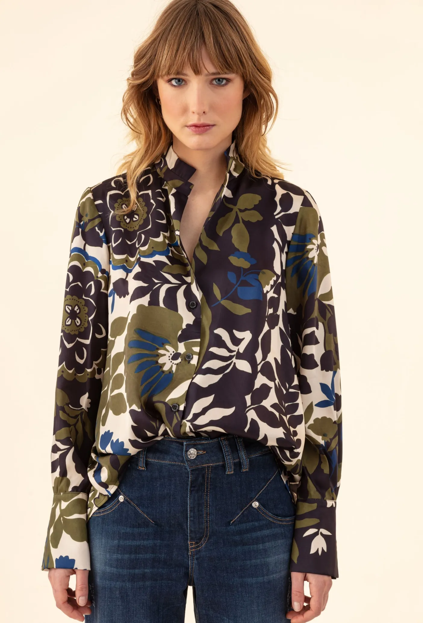 Chemise Queen satinée imprimé fleuri | INDIES