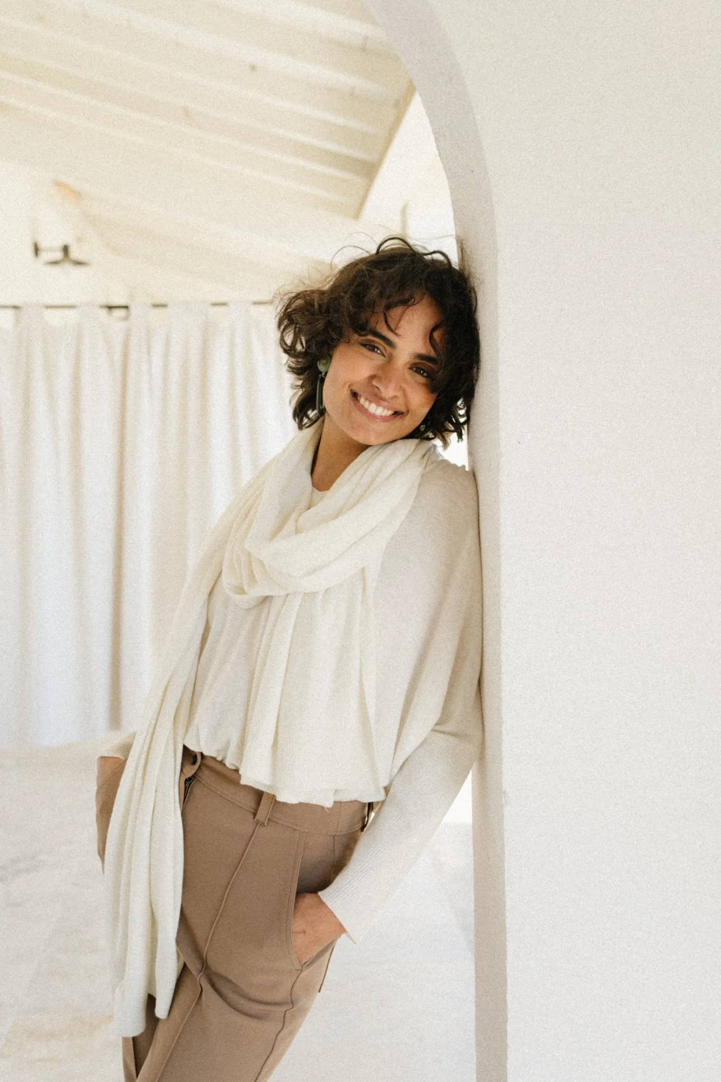 Echarpe Maya coloris écru 50% laine | INDIES