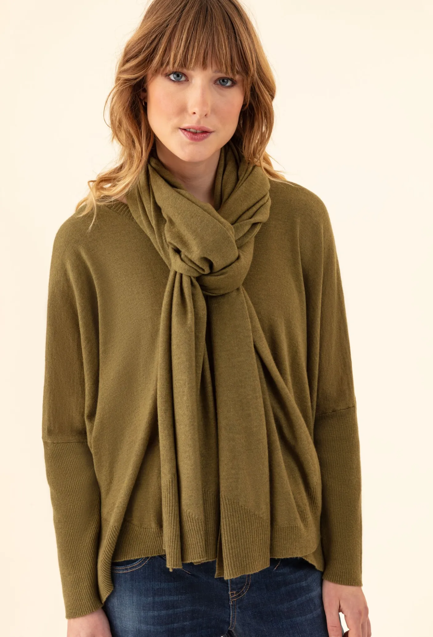 Echarpe Maya kaki 50% laine | INDIES