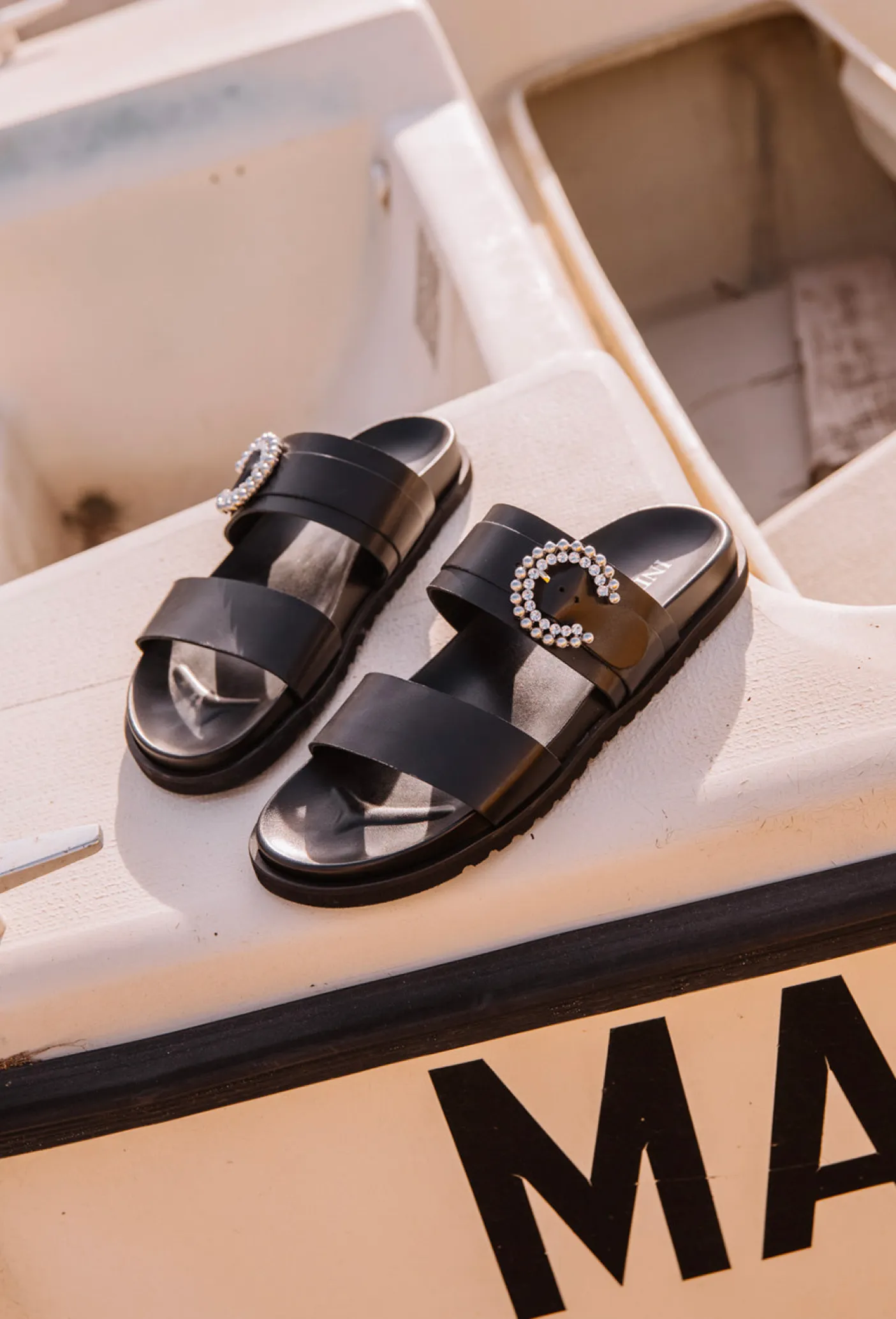 Sandales Victor noires en cuir | INDIES