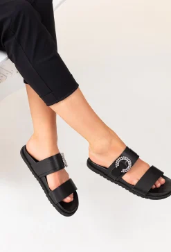 Sandales Victor noires en cuir | INDIES