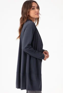 Veste mi-longue Selena grise en jersey technique | INDIES