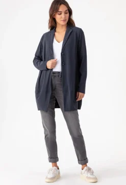 Veste mi-longue Selena grise en jersey technique | INDIES